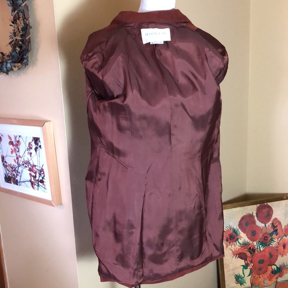 HUGO BUSCATI Size 6 Extra-Long Blazer Microfiber Cinnamon Brown Career Casual EU - Picture 8 of 11